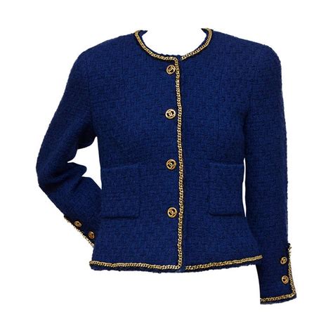 chanel tweed jacket blue|Chanel tweed jacket outlet.